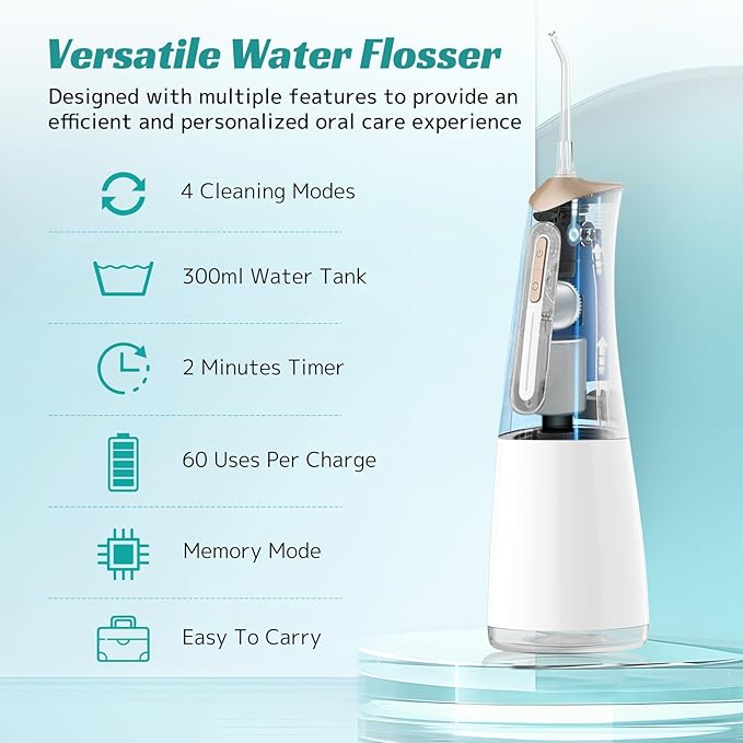 Water Dental Flosser Cordless Oral Irrigator with 300ml